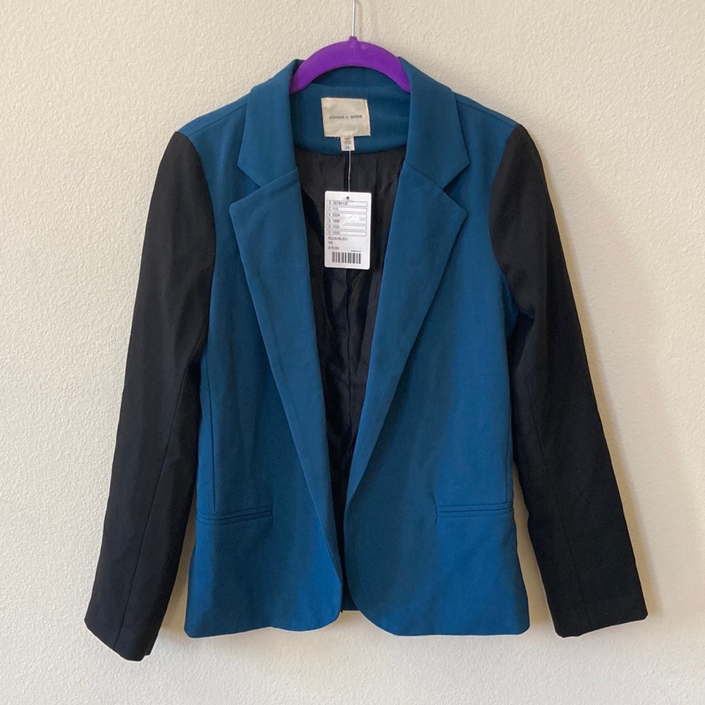 Silence + Noise Travel Blazer Women’s XS Black Blue New NWT